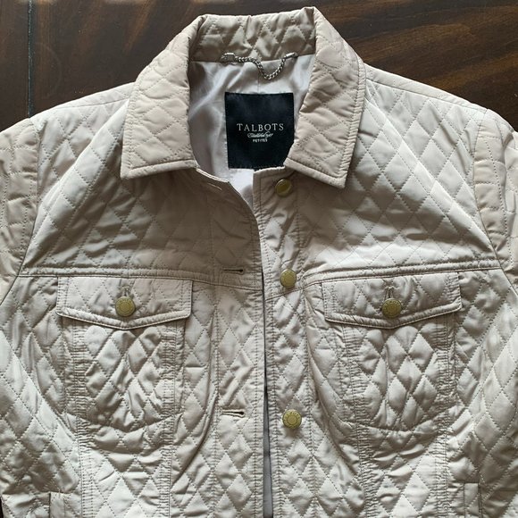 Talbots Khaki Quilted Jacket Size 6P - Picture 2 of 8